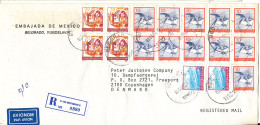 Yugoslavia Registered Cover Sent Air Mail To Denmark 3-3-1992 Topic Stamps (from The Embassy Of Mexico Belgrade) - Lettres & Documents