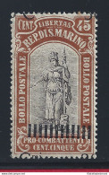 1924 SAN MARINO, N. 103c Pro Combattenti Sovrastampa Spostata In Alto - MNH** - VARIETA' - Francobollo Nuovo - Plaatfouten En Curiosa