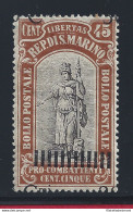 1924 SAN MARINO, N. 103c Pro Combattenti Sovrastampa Spostata In Alto - MNH** - VARIETA' - Francobollo Nuovo - Variétés Et Curiosités