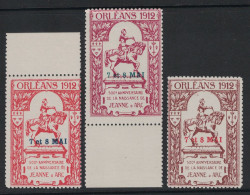 LOT De 3 VIGNETTES NEUF ** LUXE (PAS COURANT DANS CETTE QUALITÉ) " ORLÉANS 1912 / 500e ANNIVERSAIRE DE JEANNE D'ARC " - Briefmarkenmessen