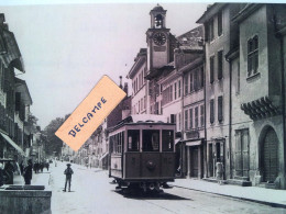 Tram Rolle - Gimel  -  Le Tram Dans La Rue Principale De Rolle Début Du XXème Siècle - Reproduction - Rolle