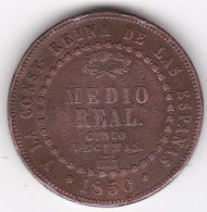 Espagne, Medio Real 1850 Aqueduc ,. Isabel II, En Cuivre, KM# 591 - Primi Conii