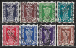 1950 INDIA SET OF 8 OFFICIAL USED STAMPS (Michel # 117-121,124-126) CV €2.20 - Dienstzegels