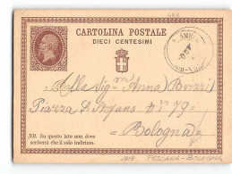 16469  CARTOLINA POSTALE 10 CENT  Da RIMINI X BOLOGNA - TIMBRO AMBULANTE PESCARA BOLOGNA - ANNO 1875 - Entiers Postaux