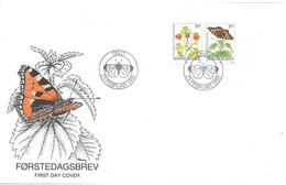Norge Norway 1993 Butterflies, The Orange Tip, Small Tortoiseshell Mi 1114-1115 FDC - Briefe U. Dokumente
