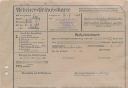 Arbeiter-Urlaubskarte Kassel 1944 Ohne 30 Pfg. Frankatur Innen Mit 16 Stck. Beitragsmarken - Ohne Zuordnung