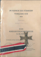 Kriegsverdienstkreuz 2. Klasse Mit Verleihungsurkunde 1944, Faksimile Keitel - Other & Unclassified