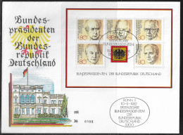 Germany. FDC Mi. BL18.  Presidents Of The Federal Republic. Souvenir Sheet.  FDC Cancellation On Cachet Envelope 6098 - 1981-1990