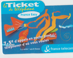 TC24 - 3 TICKETS TELEPHONE EASY BLEU, 7,5 €, Dates Différentes, Pour 1 € - Mobicartes (recharges)