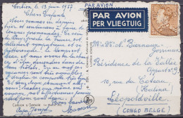 CP Corbion Par Avion Affr. N°847 Càd BOUILLON /14-6-1957 Pour KALINA LEOPOLDVILLE Congo Belge - 1936-1951 Poortman