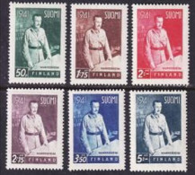 1941. Finland. Carl Gustav Emil Mannerheim, Field-Marschal. MNH. Mi. Nr. 248-53 - Neufs