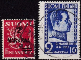 FI053 – FINLANDE – FINLAND – 1937 – MANNERHEIM & CURRENT TYPE – Y&T 194/5 USED - Oblitérés