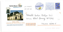 Entier Postal PAP Local Personnalisé Indre Et Loire Sainte Maure De Touraine Cité Du Fromage Halles 1448 Restaurées 1672 - Prêts-à-poster: Repiquages /Logo Bleu