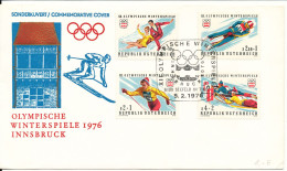 Austria Cover Olympic Games 5-2-1976 Set Of 4 Stamps With Cachet - Brieven En Documenten