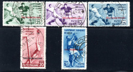 2772. GREECE,ITALY,DODECANESE,1934 SOCCER,FOOTBALL,HELLAS 128-132, SC.31-35  USED SET. - Dodécanèse