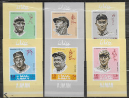 AJMAN  Epreuve Luxe  N°  96 PA 47 * *  NON DENTELE   Base Ball  Ruth Cobb Musial Dimaggio Wagner Sisler - Baseball