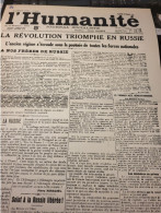 L HUMANITE  1917/ LA REVOLUTION TRIOMPHE EN RUSSIE  //FAC SIMILE - Informaciones Generales