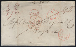 LaC Sainburg ? Pour Cognac Par London - Paid At Edinb - P-D. Rouge - Angleterre Par Calais - 23/06/1838 - ...-1840 Vorläufer