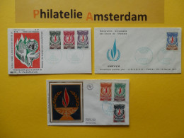 France 1969-75, 3 X FDC UNESCO DROITS DE L'HOMME RECHTEN VAN DE MENS: Mi 9-15, - Ohne Zuordnung