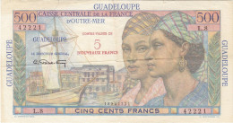 RARE ! GUADELOUPE - 500 F Surchargé 5 NF - 1960 - Alph. L.8 Réf . P.42 - Frans-Guyana