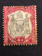 BRITISH CENTRAL AFRICA  SG 45 4d Black And Carmine FU - Nyassaland (1907-1953)