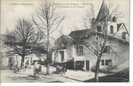 38 - ROVON ( Environs De VINAY ) - T.Belle Vienimée De L'église Et La Place ( Charette à Bras ) - Vinay