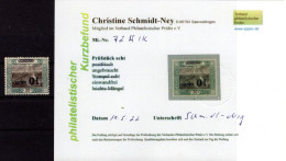 SAAR 72AIK AUFDRUCK KOPFSTEHEND Gest. Luxusbriefstück+gepr. Befund 120EUR (K7636 - Lettres & Documents