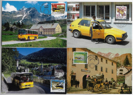 Switzerland 1986/2019 4 Maximum Card Postal Transport Bus Stagecoach Car Mail Office - Bus