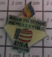 1922 Pin's Pins / Beau Et Rare / JEUX OLYMPIQUES / J.O. ETE SEOUL 1988 ROAD TO SeAOUL USa BOXING - Jeux Olympiques