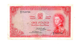 Rhodesia One (1) Pound 1964 QEII P-25 Very Fine - Rhodesien