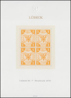Sonderdruck Lübeck Nr. 7 Viererblock Neudruck 1978 - Private & Local Mails