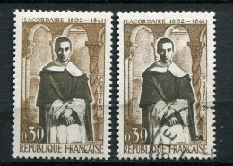 26399 FRANCE N°1287** 30c. Lacordaire : Cheveux Bistre Au Lieu De Brun + Normal (non Inclus) 1961  TB   - Unused Stamps