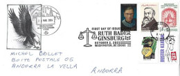2023:  Ruth Bader Ginsburg, Juge De La Cour Suprême Des États-Unis. FDC Washington, Adressée à Andorra (Principality) - 2011-...