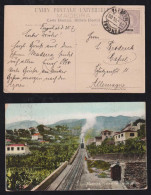 Portugal FUNCHAL 1908 Picture Postcard To KASSEL Germany Train ELEVADOR De Monte - Funchal