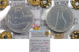 RARA !!! 5 LIRE 1956 BB+ DELFINO PERIZIATA GAUDENZI !!! RARA - 5 Liras