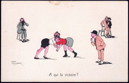 +++ CPA - Fantaisie - Illustrateur J. NUMBER - Sport - Lutte - "A Qui La Victoire?"  // - Number, Jack