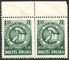 740 Pologne Students Congress Etudiants Paire Pair Bord De Feuille Margin Copy MNH ** Neuf SC (POL-227) - Unused Stamps