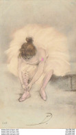 DANSEUSE EN TUTU QUI LACE SES CHAUSSONS DE DANSE ILLUSTRATION HENRI BOUTET - Boutet