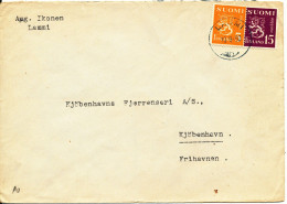 Finland Cover Sent To Denmark 10-9-1950 Franked Lion Type Stamps - Covers & Documents