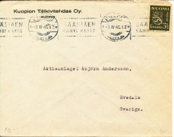 Finland Cover Sent To Sweden 3-4-1945 Single Franked Lion Type Stamp - Covers & Documents