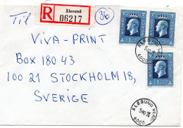 76555 - Norwegen - 1974 - 3@1,50Kr Olaf A R-Bf ALESUND -> Schweden - Briefe U. Dokumente
