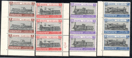 2796. EGYPT 1933 RAILROAD CONGRESS,TRAINS # 168-171 MNH STRIPS, VERY FINE AND FRESH - Unused Stamps