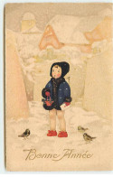 N°19156 - F. Baumgarten - Bonne Année - Fillette Sous La Neige Entourée D'oiseaux - Baumgarten, F.