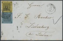 BADEN 7,8 BRIEF, 1860, 6 Kr. Schwarz Auf Gelb (teils Angeschnitten) Mit Fast Vollrandiger 3 Kr. Schwarz Auf Lebhaftgrauu - Storia Postale