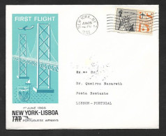 Portugal Premier Vol New York Etats Unis Lisbonne Lisboa TAP 1966 First Flight NY United States Lisbon - Covers & Documents