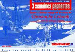 JUILLARD : Flyer Cristophe Colomb 1992 Pour MAGASIN CONTINENT - Juillard