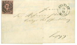 P2873 - SAXSEN, MICHEL NR. 9 ON FOLDED LETTER, LUXUS QUALITY FROM DRESDEN TO LEIPZIG, NUMERAL CANCEL NR. 1 - Brunswick