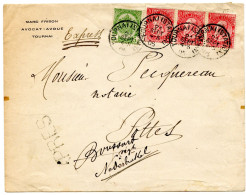 BELGIQUE - COB 56+58X3 SIMPLE CERCLE TOURNAI (STATION) SUR LETTRE PAR EXPRES, 1905 - 1905 Thick Beard