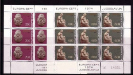 JUGOSLAWIEN MI-NR. 1557-1558 POSTFRISCH(MINT) KLEINBOGENSATZ EUROPA 1974 SKULPTUREN - 1974