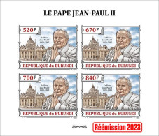 Burundi 2023, Pope J. Paul II, Sheetlet2  IMPERFORATED - Unused Stamps